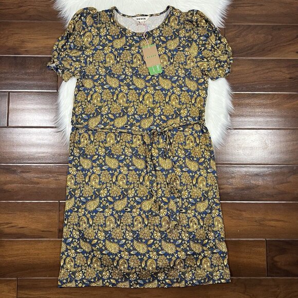 Boden‎ Women's Size US 10 / UK 14 R Harvest Gold Knot Detail Jersey Dress - Picture 1 of 11